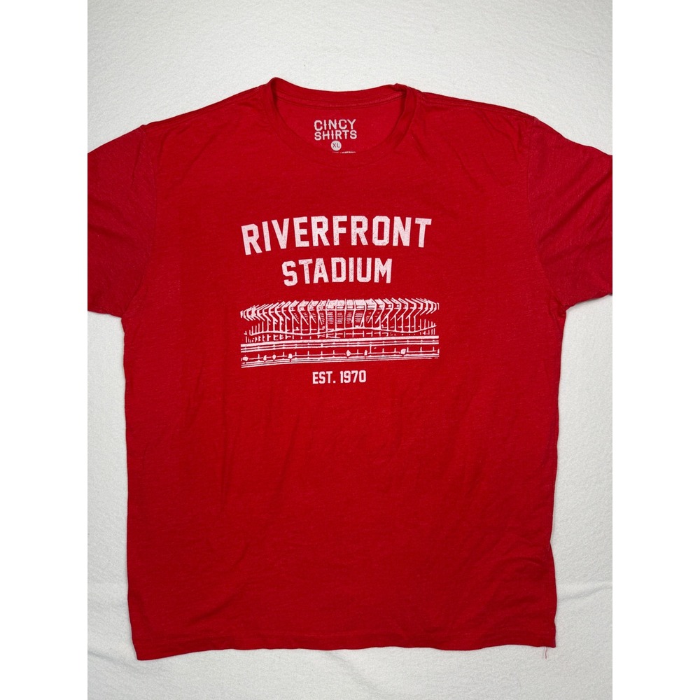 Cincy Shirts Riverfront Stadium T-Shirt Men XL Cincinnati Reds Est 1970 USA Made
